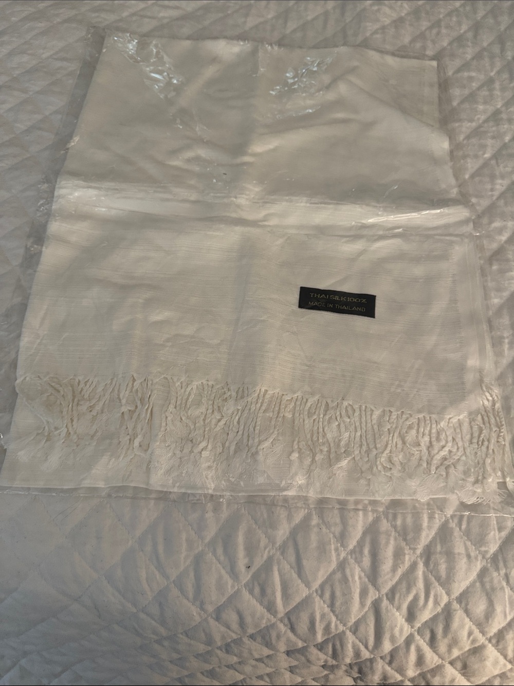 Thai Silk Scarf Wrap in Ivory